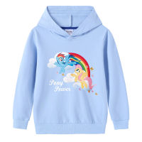 Rainbow Ponys เด็ก Hoodie กับกระเป๋าชายหญิงผ้าฝ้าย100% Hoodie สาวฤดูใบไม้ร่วงการ์ตูนแขนยาวเสื้อผ้าเด็ก Fashion