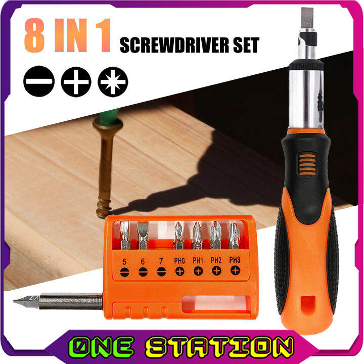 8 IN 1 SCREWDRIVER SET Extendable Drill Bit Set Precision Handle