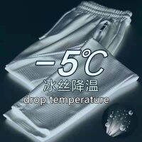 Summer ultra-thin Mesh air-conditioning Pants Plus Size Loose Ice Silk Cooling High Stretch Trousers Quick-drying Sweatpants