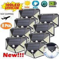 2/4/6/8Pcs 100 LED Solar Wall Lights Outdoor Solar Lamp PIR Motion Sensor Solar Powered Sunlight Street Light for Garden Light Outdoor Lighting