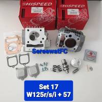 Hispeed ฝาสูบ W125 R/S/X/ W125i (ไฟเลี้ยวบังลม) + วาล์ว 23/28 +เสื้อลูก 54 / 56 / 57 +แคม+สปริงวาล์ว+ประเก็นฝา (1ชุด) จำหน่ายจากร้าน SereewatFC