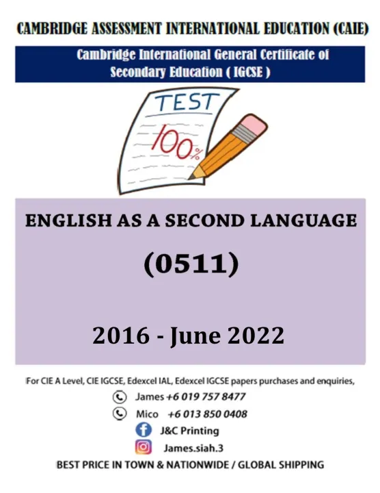 Cambridge Igcse ENGLISH AS SECOND LANGUAGE 0511(PAPER 1,2,3,4) PAST ...