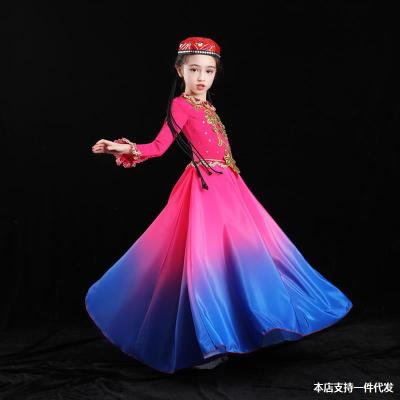 เสื้อผ้าเด็กวันปีใหม่ซินเจียงชายและหญิงอุยกูร์คาซัคและฮุยชุดเต้นรำสไตล์เวทีชนกลุ่มน้อย