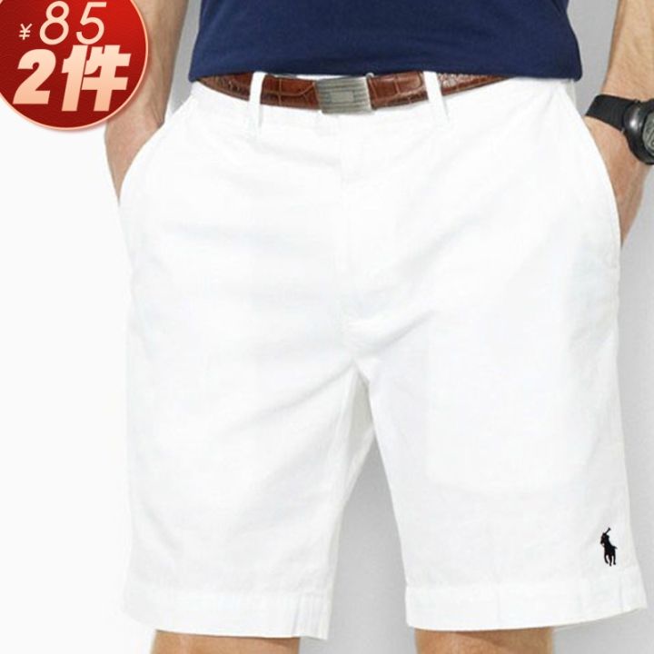 ฤดูร้อนพอลโปโลกางเกงขาสั้นไปยังสหรัฐอเมริกากางเกงลำลองผู้ชายขับรถห้าธุรกิจผ้าฝ้ายกอล์ฟสีขาว
