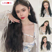 LANLOVE ปุยข้าวโพดดัดวิกผมหยิกยาวแฟชั่นที่คาดผมส่วนต่อผมหยักสำหรับผู้หญิงแฟชั่นผมหยักผมต่อผมอุปกรณ์ผมส่วนบุคคลไม่ซีดจางล้างทำความสะอาดได้นำมาใช้ใหม่ใช้งานง่ายวิกผมหยิกยาวผู้หญิงสาว