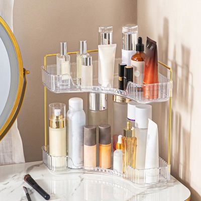 【CC】⊕  2-Tier Storage Shelf Stability Load-bearing Perfume Tray Makeup Rack Supplies
