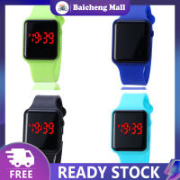 Baichengengมีนาฬิกา Jam Tangan Digital LED สี่เหลี่ยมสีลูกอม,นาฬิกาข้อมือกีฬาลำลองสำหรับเด็กนักเรียน