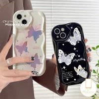 เคสโทรศัพท์มือถือ Tpu นิ่ม ขอบโค้ง ลายผีเสื้อแฟนตาซี 3D แต่งกลิตเตอร์ แฟชั่นเกาหลี สําหรับ IPhone 11 13 14 12 Pro Max 7Plus XR 7 8 6s 6 Plus X XS Max SE 2020