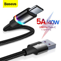 Baseus 5A usb type c สายเคเบิ้ลสำหรับหัวเว่ย mate 20 p30 p20 p10 pro lite เกียรติ 40 วัตต์สายชาร์จอย่างรวดเร็ว