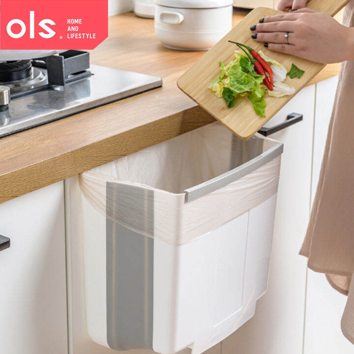 OLS Expandable Door Hanging Waste Bin Folding Hanging Trash Can