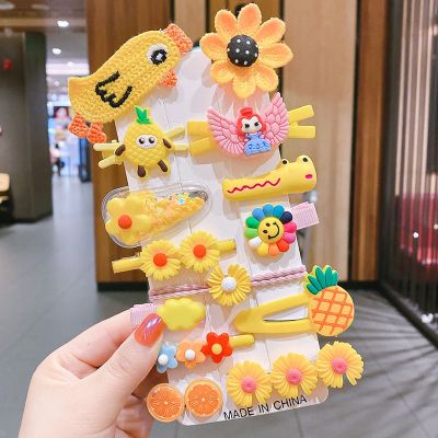 ♡Source♡ 14 Pcs Child Hairpin Set ,Girl Cartoon Rainbow Flowers Jelly Lovely Card Issuance Maiden Side Clip Hair Accessories Girl Fashion Accessories for Kids Baby Accessories