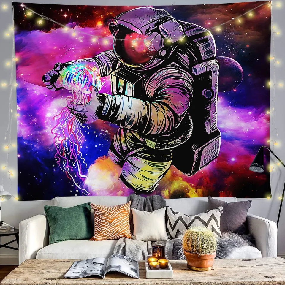 Marijuana Astronaut Trippy Tapestry Stoner UV Backdrop