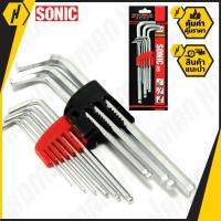 SONIC JIS HEX KEY WRENCH SET กุญแจหกเหลี่ยม 9 ตช. ขายาว หัวตัด/มิล คุณภาพสูง