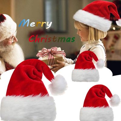 New Year Thick Plush Christmas Hat Adults Kids Christmas Decorations For Home Xmas Santa Claus Gifts Warm Winter Caps