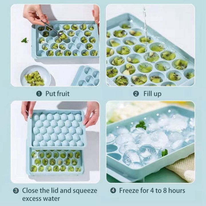 33กริด-ice-ball-maker-เกรดอาหาร-pp-ฮอกกี้ถาดน้ำแข็งแม่พิมพ์น้ำแข็งแช่แข็งถาดที่มีฝาปิดที่ถอดออกได้เครื่องมือห้องครัว-accessories