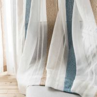 Modern striped Chenille tulle curtains for living room bedroom geometric sheers curtain drapes for windows