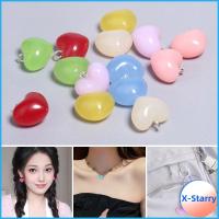 X-STARRY 10Pcs สีลูกอมสี อุปกรณ์เครื่องประดับอัญมณี สีสันสดใส ดีไอวาย อุปกรณ์เสริมงานฝีมือ สากลสากลสากล จี้ห้อยคอ เครื่องรางหัวใจ สร้อยคอสำหรับผู้หญิง