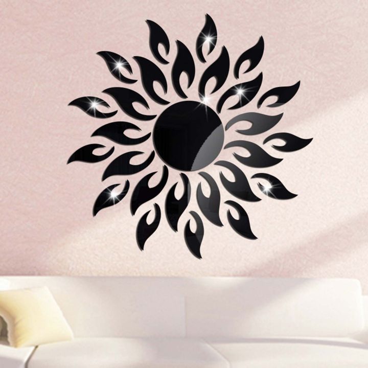 ready-stock-wall-sticker-sunflower-shape-home-decor-acrylic-decorating-3d-mirror-background-ornaments-for-living-room