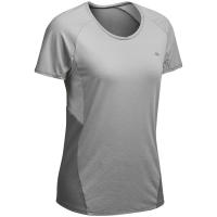 เสื้อยืดแขนสั้นผู้หญิงสำหรับใส่เดินป่าบนภูเขา สีเทา WOMEN’S MOUNTAIN HIKING SHORT-SLEEVED T-SHIRT GREY QUECHUA