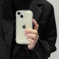 Clear Oval Curly Wave Bumper Phone Case For iPhone 14 13 12 11 XR X XS Pro SE 6 6s 7 8 Plus mini Max TPU Silicone Back Cover