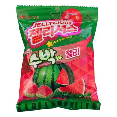 เยลลี่กัมมี่แตงโม lotte watermelon jelly 수박바맛 젤리셔스 56g เยลลี่เกาหลี
