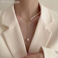 ☞℗ MENGJIQIAO 2021 Fashion Snake Chain Necklace For Women Girls Elegant Freshwater Pearl Pendent Necklace Jewelry Gifts