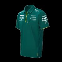 The new 2021 aston Martin f1 team mens wear overalls lapels green summer wear short-sleeved POLO unlined upper garment vettel