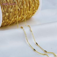 14K Gold Plated Brass Metal Clip Beads Tube Chain For DIY Jewelry Necklace Bracelet Making Findings Bulk Chain Wholesale