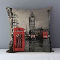 London Paris Landscape Prints Fashion Pillow Case Waist Square ปลอกหมอนตกแต่ง