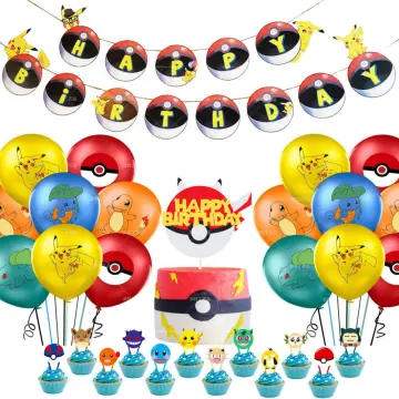 1Set Pokemon Theme Balloons Party Supplies Squirtle Pikachu Birthday Banner  Cake Topper Baby Shower Globos Kid