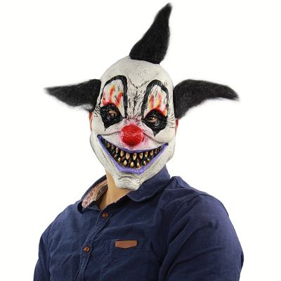 Funny Joker Black Hair Clown Cosplay Mask Halloween Rubber Helmet Carnival Party Costume Masks Adult