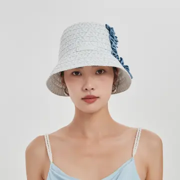 New Women's Summer Hat Fashion Silver Buckle Flower Print Design Sun Hat  Travel Beach Bucket Hat