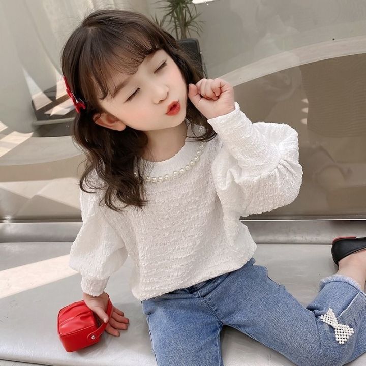 girls-render-unlined-upper-garment-of-children-new-fund-2023-autumn-outfit-fashionable-pearl-long-sleeved-to-the-spring-and-period-girl-take-a-coat