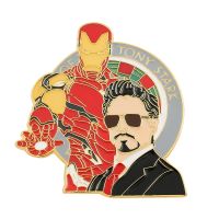 the Avengers Iron Man Tony Stark Cartoon Figure Enamel Pin Luminous Badge Button Legends Jewelry