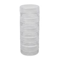 【cw】 1 Set 5 Layer Cylinder Stackable Bead Containers Plastic Round Storage Jar for Beads Buttons Crafts Small Item ！