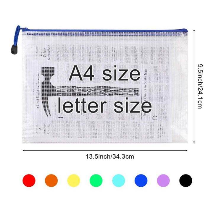 48pcs-mesh-zipper-pouch-document-bag-plastic-zip-file-folders-letter-size-a4-size-for-office-supplies