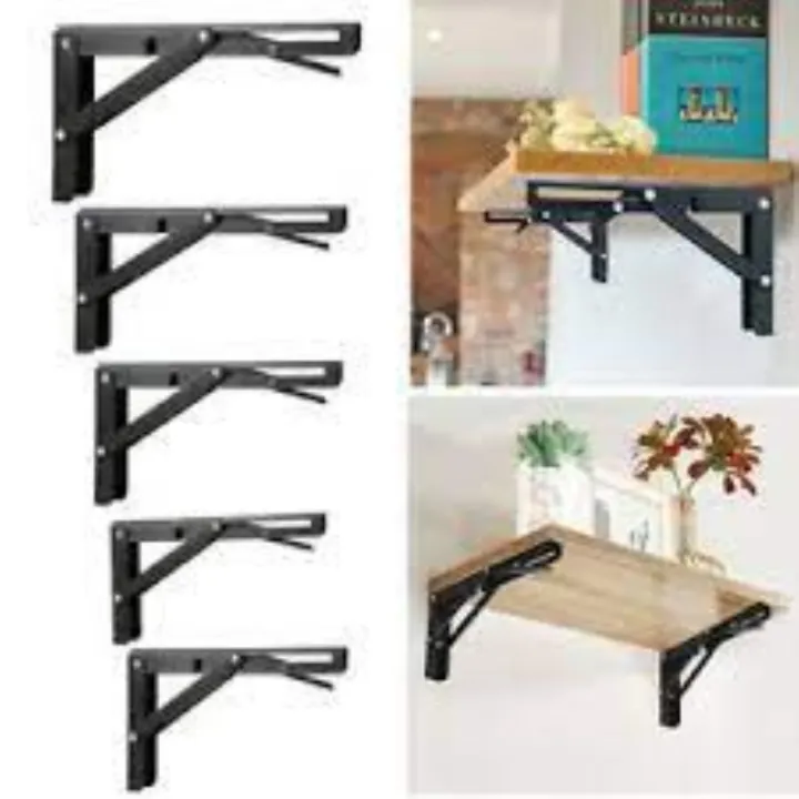 Folding Shelf Brackets（2PCS) Heavy Duty Metal Triangle Shelf Supports