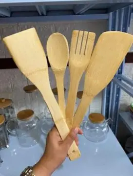 BlauKe Wooden Spoons for Cooking 8-Pack - Bamboo Kitchen Utensils Set - Nonstick Wooden Cooking Utensils - Wood Spatula Spoon Tongs Utensil Holder