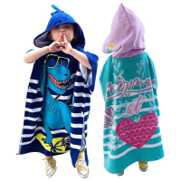 Large Childrens Bath Towel Cloak Boys and Girls Hooded Bathrobe Cloak Can Wear Bath Towels Bathroom Set Kids Beach Towel