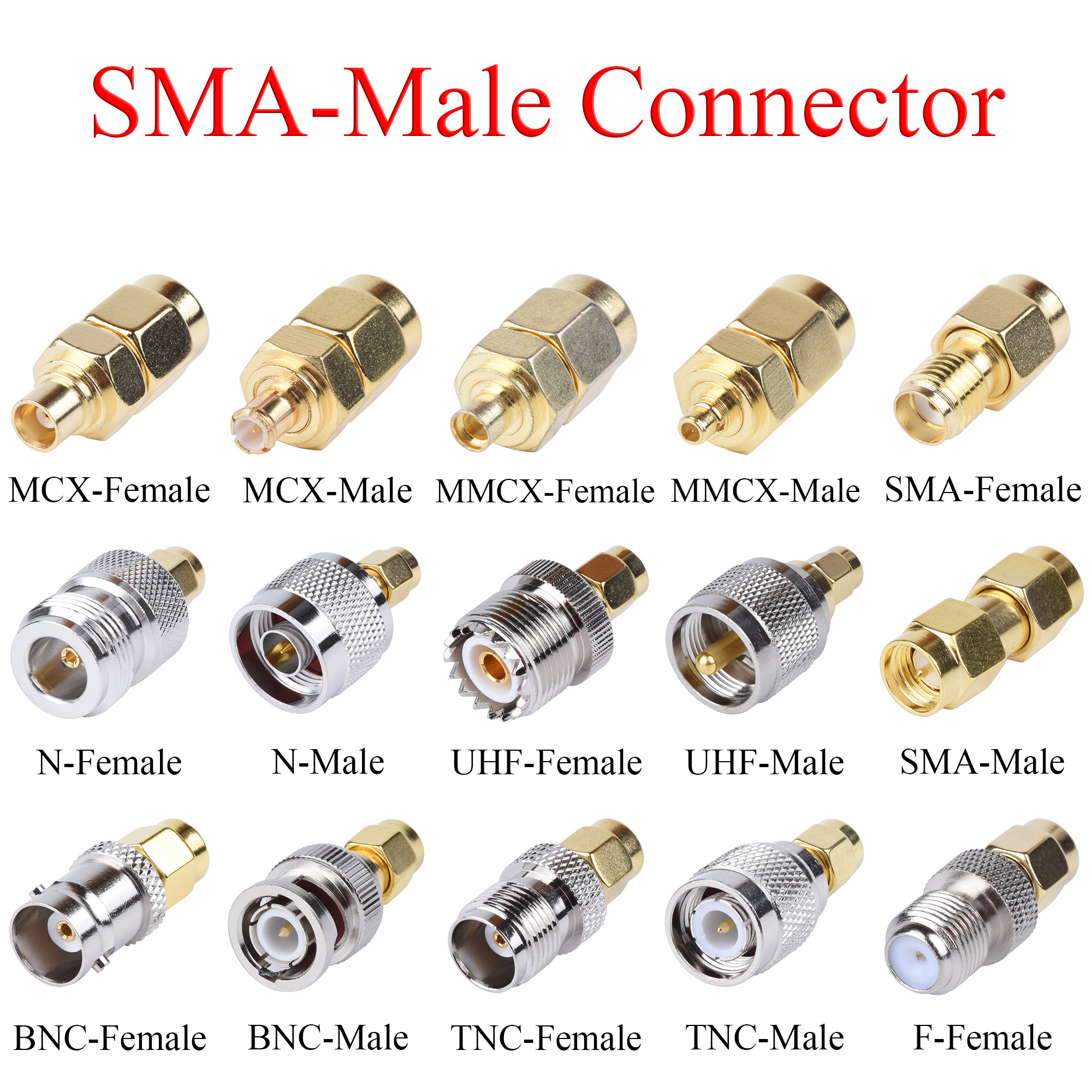 BNC to UHF 4 Type 8 PCS RF Connector Kit Coaxial BNC Male Female to UHF Male Female RF BNC UHF Radios Adapter Kit for Antennas Wireless LAN Devices Coaxial Cable Wi-Fi Radios External Antenna… 