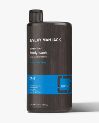 Every Man Jack 2 in 1 ผลิตภัณฑ์อาบน้ำสำหรับผู้ชาย Swim+Surf body wash and facial cleanser Signature Mint