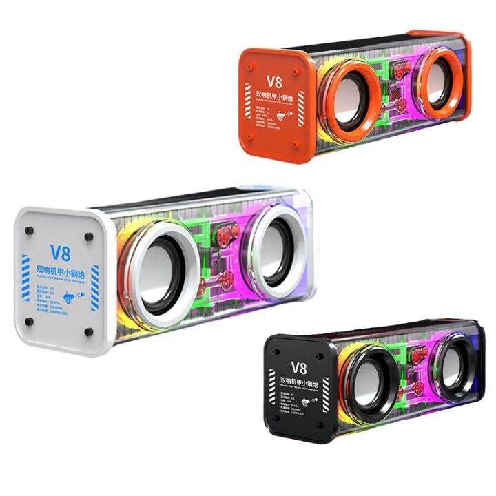 v8-transparent-bluetooth-speakers-rgb-light-wireless-outdoor-sports-bluetooth-audio-tws-subwoofer-speaker