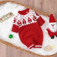 2023 New Year Newborn Jumpsuit Christmas Kids Knit Romper Infant Baby Boys Girls Sweater Santa Bodysuit Warm Winter Baby Clothes