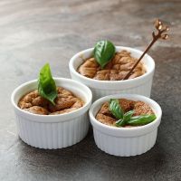 【lz】▦☏  Nordic cozimento souffle alta temperatura cerâmica tigela de cozimento casa sobremesa bolo molde mousse copo pudim forno microondas