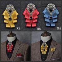 【Fashion house]วินเทจอังกฤษเพชรโบว์ผูกผ้าทำด้วยมือริบบิ้นเข็มกลัดแฟชั่นปก Bowtie เสื้อเชิ้ตสีขาวปกขาอุปกรณ์เสริมแฟชั่น