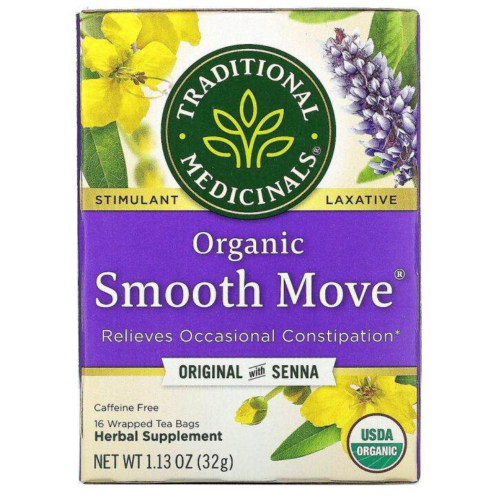 TM Organic Laxative Teas, Smooth Move, Senna Stimulant Laxative, Tea♟