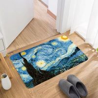 Bedroom Living Room Bathroom Rug Van Gogh Art Door Mats Retro Starry Night Printing Entrance Carpets Indoor Floor Mat Home Decor