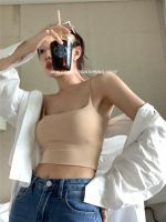 【Ready】? White sexy camisole womens summer wear tube top with chest pad short style bottoming hot girl top trendy