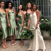 Olive Green Satin Bridesmaid Dresses Tea-Length свадебное платье 2022 Robe De Soiree De Mariage Vestidos De Dama De Honor