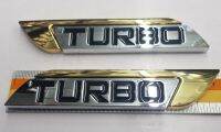 Logo Turbo ขายเป็นคู่ งานพลาสติก สีเหลือง 11.5*2.2 cm พร้อมกาวติด